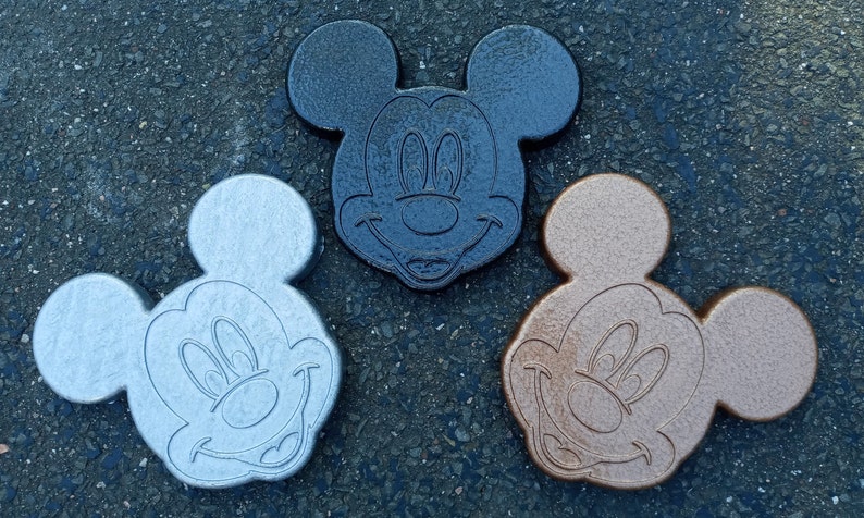 Handmade Mickey Mouse Garden Stepping Stone, Hammered Metallic Finish ...
