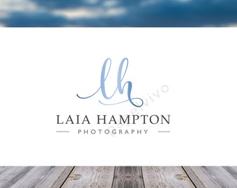 Elegant Blue Foil logo design / Branding package / Photography logo / Signature logo / Initials logo / Caligraphy logo  + free watermark- F2