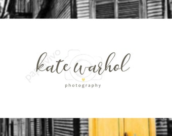 Camera premade logo design, Photography logo design, Branding package, Heart logo, Business branding  - F4