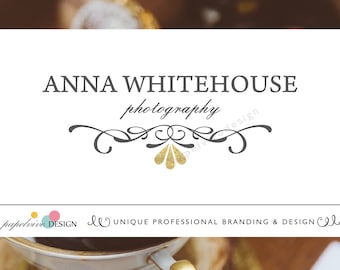 Elegant logo feminine premade gold glitter and black  logo business branding package - C1