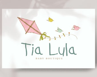 Sweet baby boutique logo design, Children boutique logo,  Kite and birds logo, Branding package, Branding kit - B31