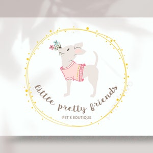 Dog logo design-Branding package-Brand identity-Branding kit-Premade logo design-Pet logo-Dog clothing logo-Chiguagua logo-P4