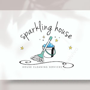 Cleaning services logo, House cleaning services logo, Housekeeping premade logo, whimsical broom logo, custom logo design-PROF3