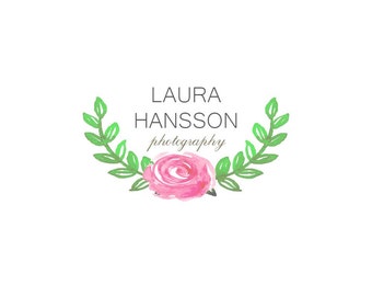 watercolor floral premade logo, photography logo, boutique logo, elegant logo