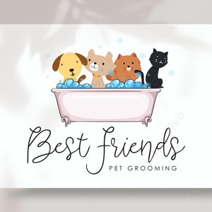 Pet grooming logo design Branding package Branding kit Premade pet logo design Pet logo-Dog cat logo design - P6