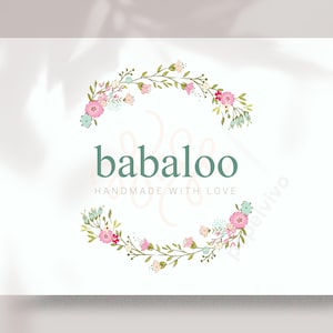 Floral logo for kids shop, baby logo design, children boutique branding, baby business branding, newborn, premado logo design