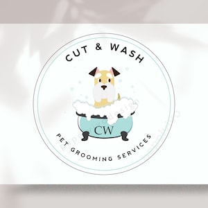 Pet grooming logo design Branding package Branding kit Premade pet logo design Pet logo-Dog cat logo design - P7
