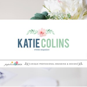 Premade OOAK logo design Watercolor floral logo Branding package Branding kit Delicate elegant logo design Artist logo - F12