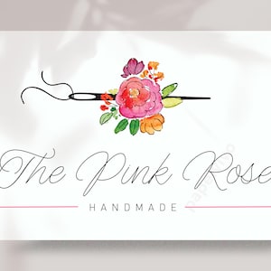 Sewing logo design, needle premade logo, branding package, embrodery logo, patchwork logo - SW11
