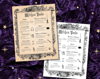 Witches Tools Grimoire Pages, Book of Shadows, Pagan Spellcraft (Digital Download)