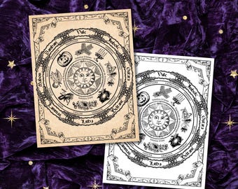 French Wheel of the Year Page, Northern Hemisphere Sabbats, Grimoire Art (Digital Download)