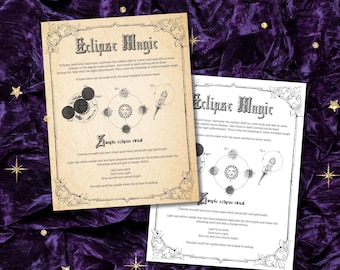 Eclipse Magic Ritual Page, Grimoire Spells, Witchcraft Book of Shadows (Digital Download)
