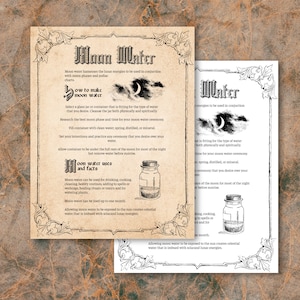How To Make Moon Water, Moon Water Recipe, Moon Water Ritual, Book of Shadows Page, Grimoire Page, Witchcraft, Moon Magic, Lunar Magic