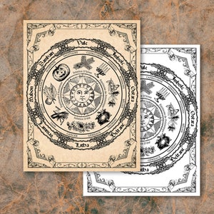 Rueda Francesa del Año, Hemisferio Norte, Sabbats, Página del Libro de las Sombras, Página Grimorio, Brujería, Descarga Digital, Calendario Brujo