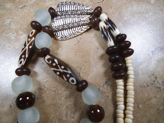 Beads African Batik Bone Pendant 3.5"