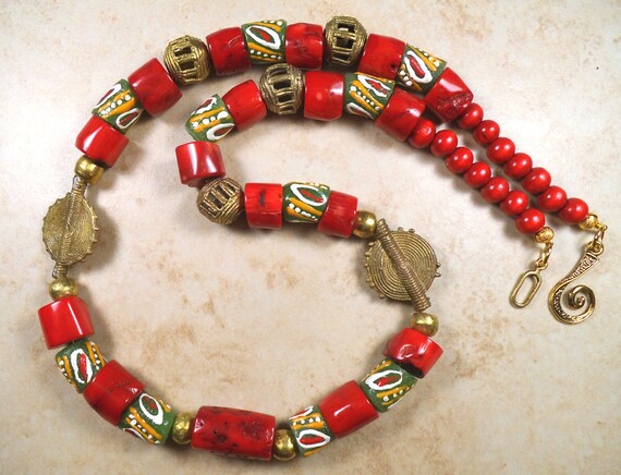 beads Bamboo /& Beads Necklace: Bamboo necklace trade beads crocheted