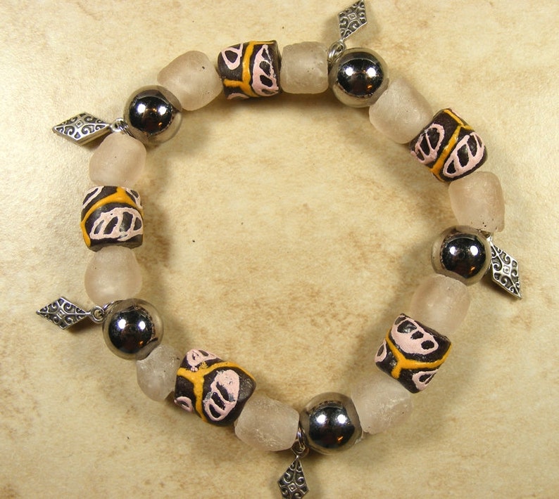 Unisex African Bracelet With Krobo Beads Recycled Ghana Glass Etsy
