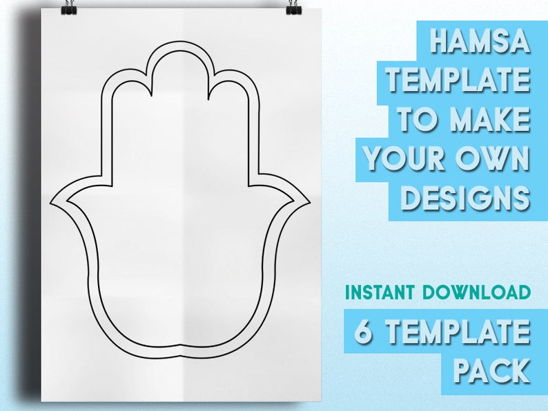 Hamsa Templates to Make Your Own Designs 6 Beautiful Drawings INSTANT ...