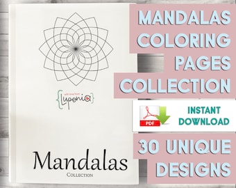 Mandala's om in te kleuren - Complete collectie - 30 ontwerpen - Afdrukbaar A4- Letter-formaat vel - 12'x12'