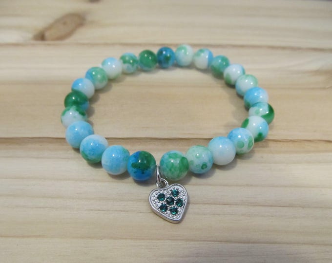 Heart Charm Beaded Bracelet-Teen Bracelet-Bracelets for Teens-Birthday Gifts-Gifts for Her-Gifts for Teens-Christmas Gifts