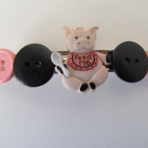 Baby Pig Button Barrette- Birthday Gift- Baby Shower Gift- Gifts for Her- Button Barrette- Hair Accessories- Hair clip- Barrettes for Girls