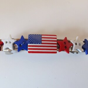 4th of July Button Barrette- Birthday Gift- Hair Accessories- Hair Clip-Barrettes for Women- Barrettes for Girls- Patriotic Barrette