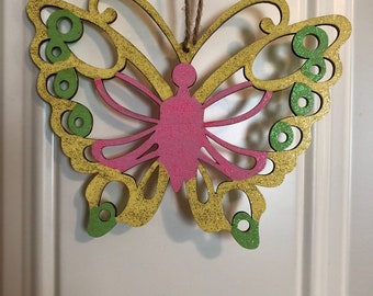 Butterfly Wall Hanging- Wall Decor- Butterfly Plaque- Birthday Gifts- Gifts for Girls-Gifts for Teens- Girls Room Decor- Butterfly Decor
