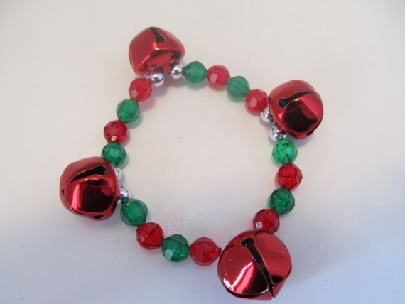 Festive Jingle Bell Bracelet Red Green Silver Bells Christmas Jewelry