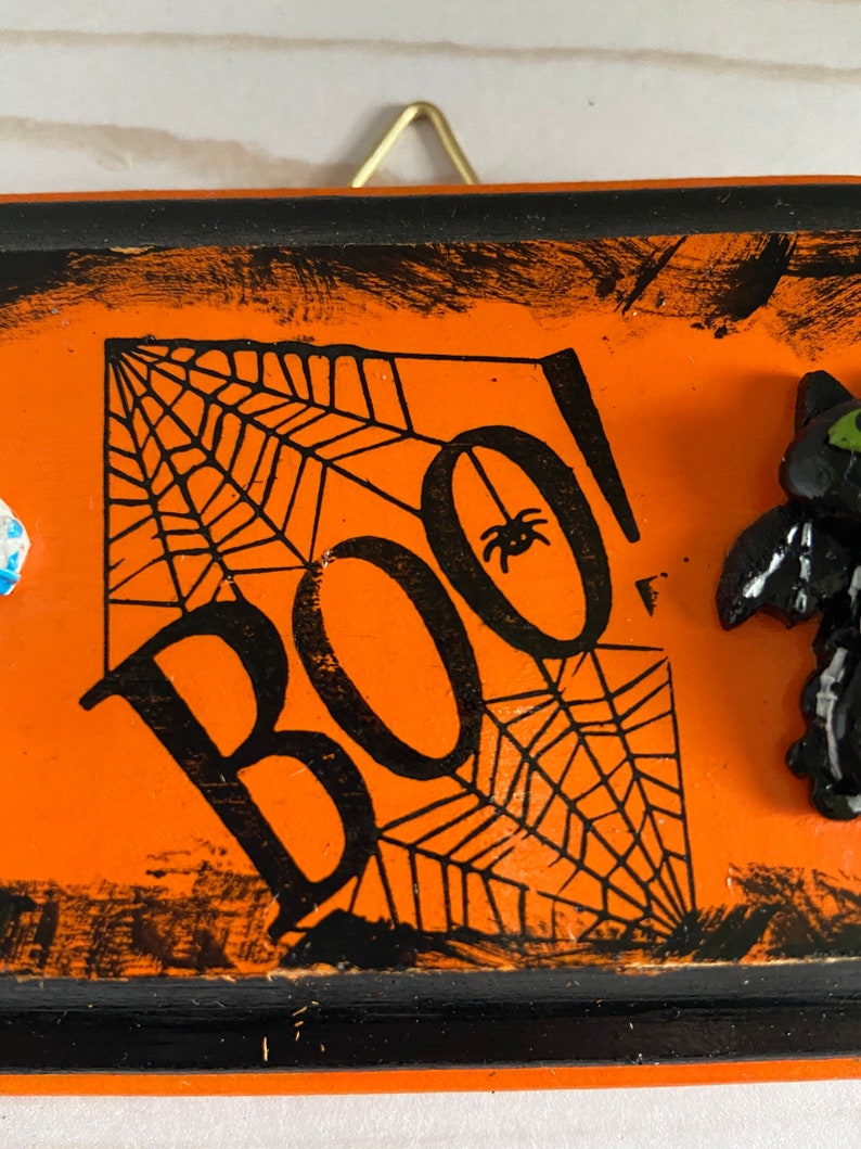Halloween Wall Hanging Halloween Plaque-Spooky Plaque Boo Wall Hanging Halloween Wood Decor Tiered Tray Decor Gifts for Halloween image 3