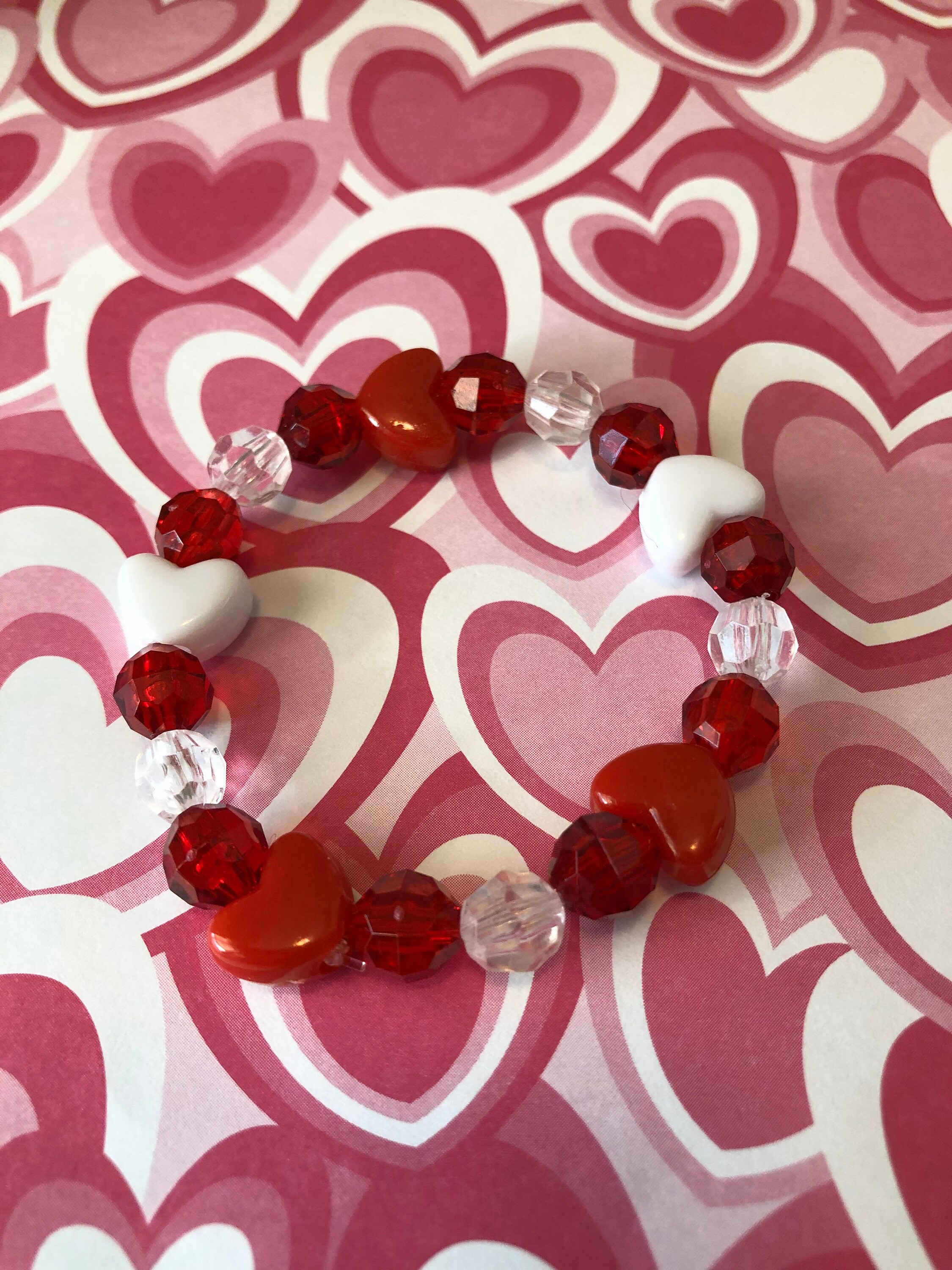 Valentine Bracelet Heart Bracelet Valentine Gifts Beaded Etsy