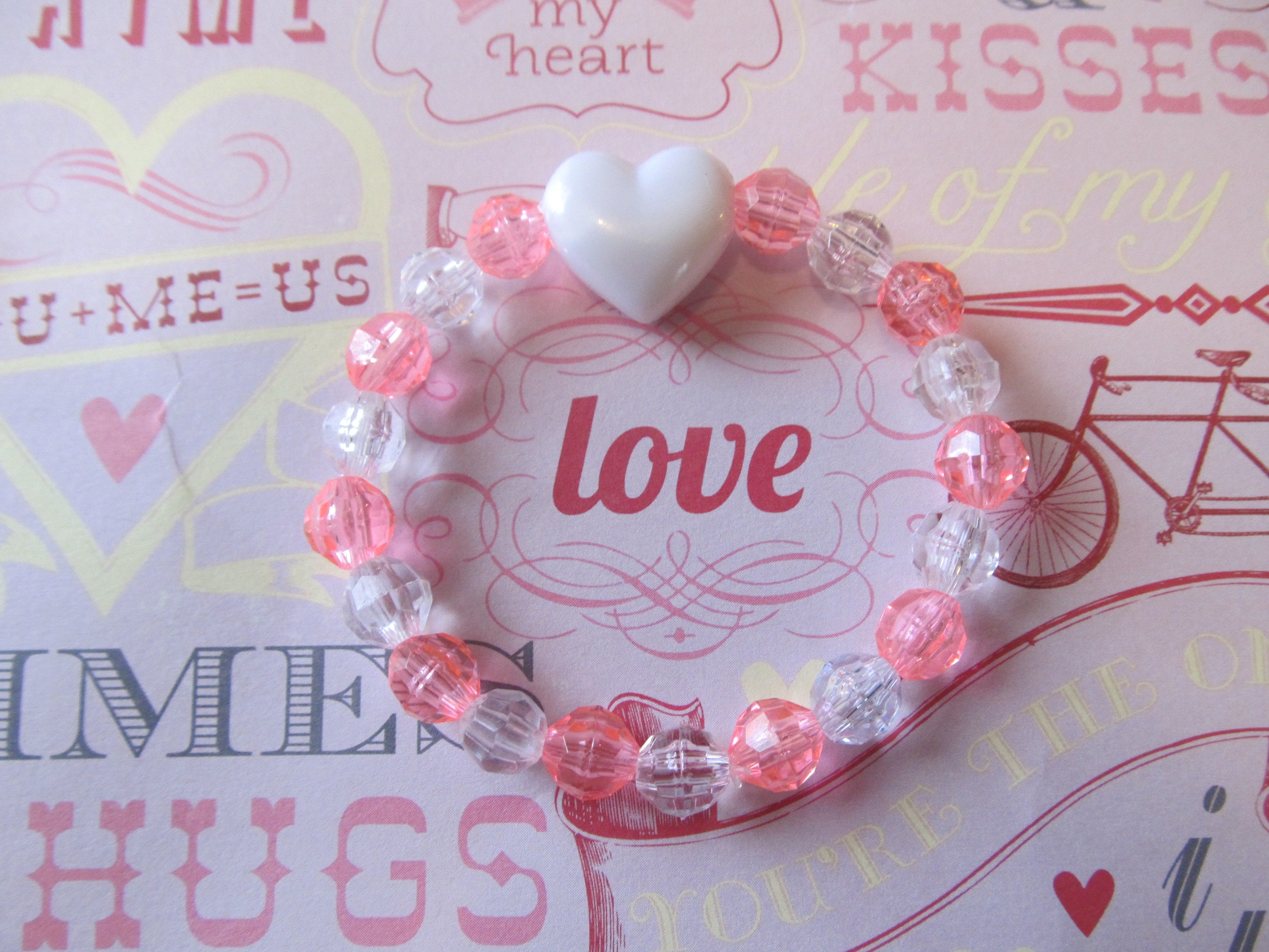 Valentine Beaded Bracelet Heart Braceletvalentine Gift Etsy
