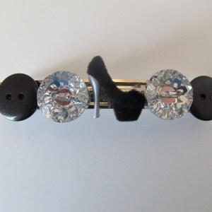 Black Shoe Button Barrette- Birthday Gifts- Hair Clip- Barrettes for Women- Barrettes for Girls-Barrettes for Teens- Mothers Day Gifts