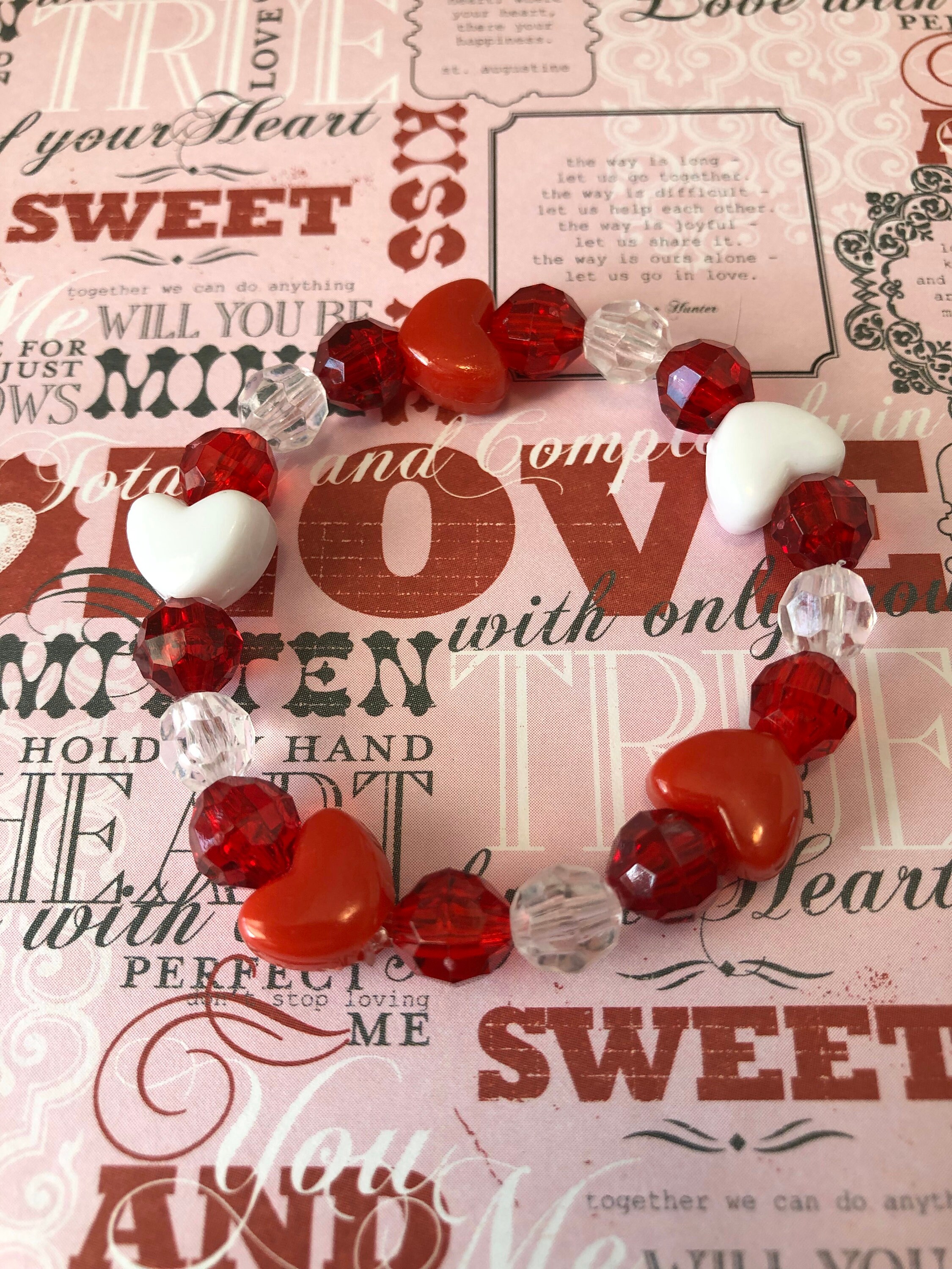 Valentine Bracelet Heart Bracelet Valentine Gifts Beaded Etsy