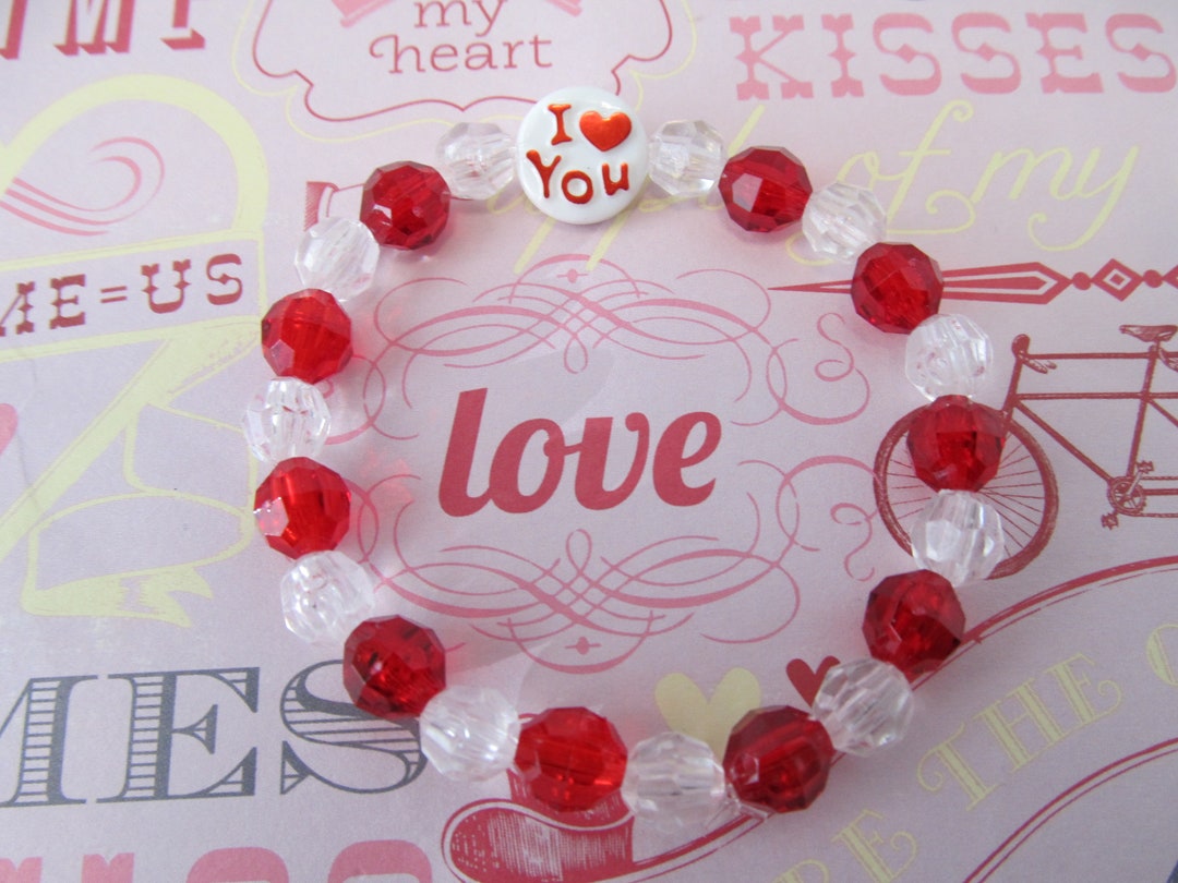 Valentine Bracelet I Love You Bracelet Beaded Bracelet Bracelets for