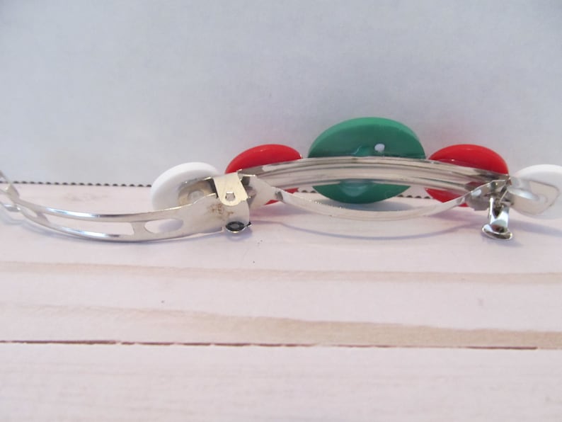 Christmas Barrette-Candy Cane Barrette-Button Barrette-Christmas Gifts-Stocking Stuffers-Hair Accessories-Hair Clip-Christmas Accessory