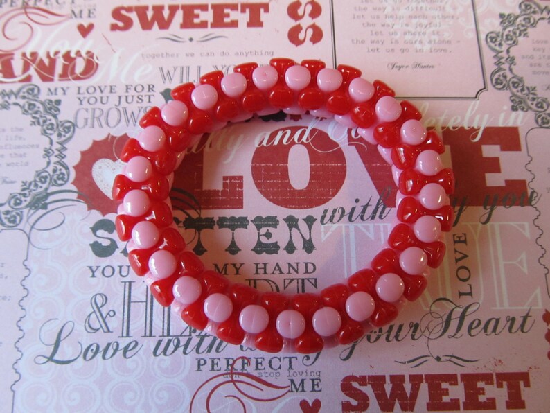 Valentine Beaded Braceletbone Bead Braceletvalentine Etsy