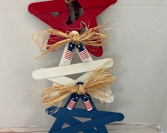 Star Patriotic Wall Hanging- Patriotic Wood Decor- Patriotic Wall Decor- 4th of July Decor- Patriotic Door Decor