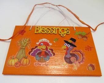 Blessings Thanksgiving Sign- Wall Decor- Wall Hanging- Gifts for Her- Gifts for Women- Birthday Gift- Thanksgiving Decor