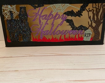 Lighted Halloween Box- Halloween Decor- Halloween Wood Decor- Lighted Halloween Decor- Halloween Gifts- Gifts for Halloween- Gifts for Women