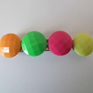 Neon Button Barrette- Birthday Gifts- Gifts for Her- Hair Accessories- Barrettes for Girls-Barrettes for Teens- Christmas Gifts