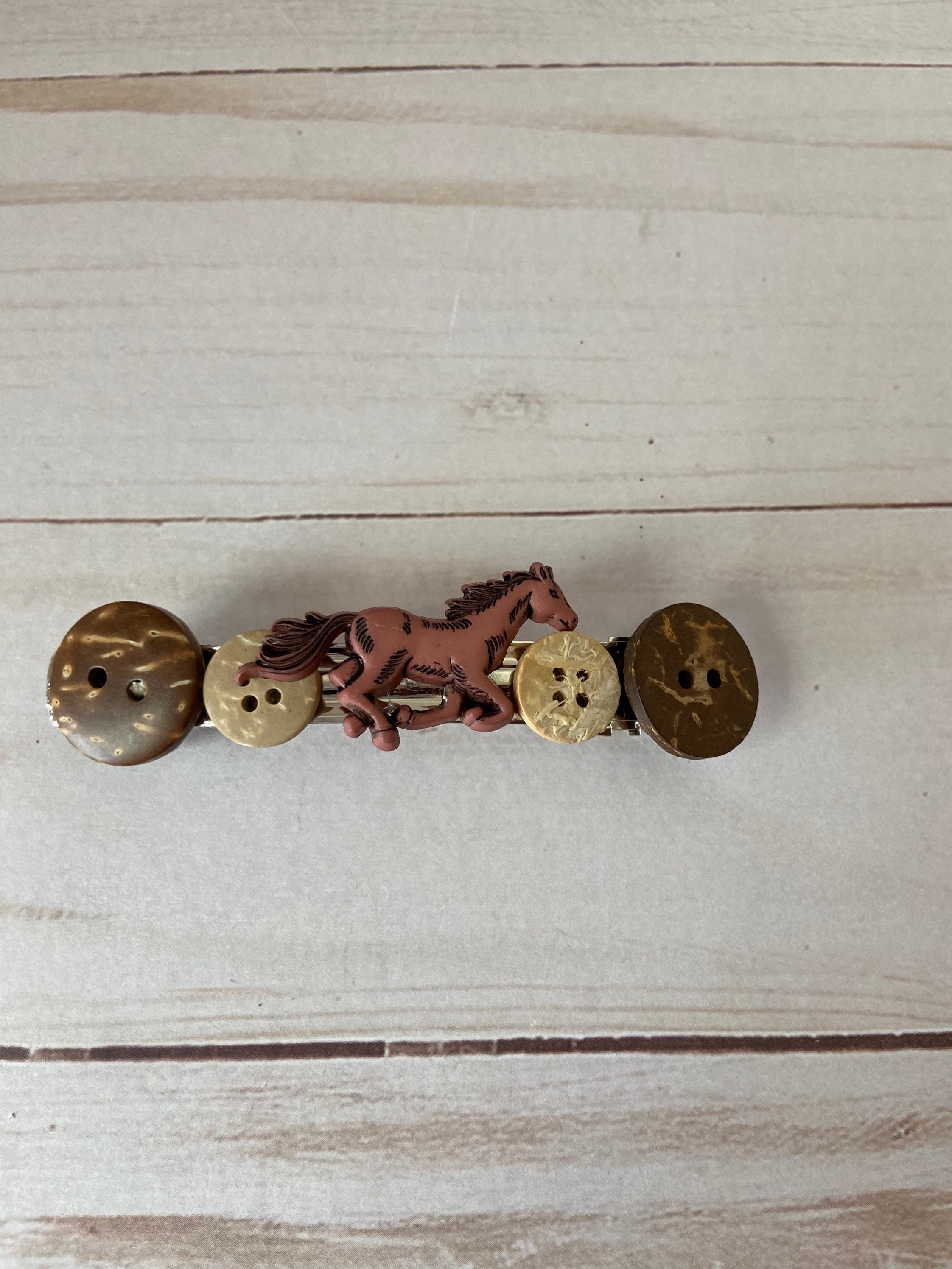 Horse Button Barrette Horse Hair Clip Hair Accessories Etsy UK