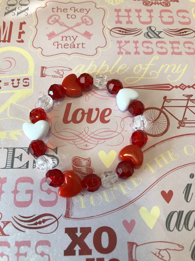 Valentine Bracelet Heart Bracelet Valentine Gifts Beaded Bracelets Bracelets for Girls Girls Bracelets image 5