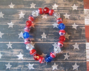 4th of July Bracelet- Patriotic Bracelet- 4th of July Jewelry- Bracelets for Girls- Beaded Bracelet- Handmade Jewelry- Beaded Jewelry