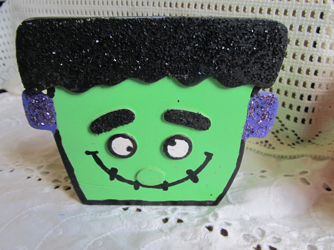 Halloween Frankenstein Candy Dish Halloween Decor Halloween Wood Decor