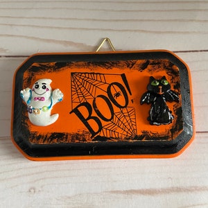 Halloween Wall Hanging Halloween Plaque-Spooky Plaque Boo Wall Hanging Halloween Wood Decor Tiered Tray Decor Gifts for Halloween image 1