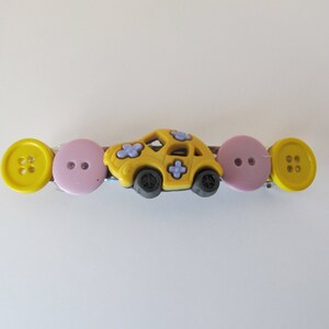 Bug Car Barrette- Birthday Gifts- Gifts for Her- Hair Accessories- Hair Clip- Barrettes for Girls- Button Barrettes