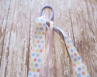 Polka Dot Hair Tie- Ponytail Holder- Hair Accessories- Girls Hair Ties- Ribbon Hair Ties- Birthday Gifts- Gifts for Her- Gifts for Girls