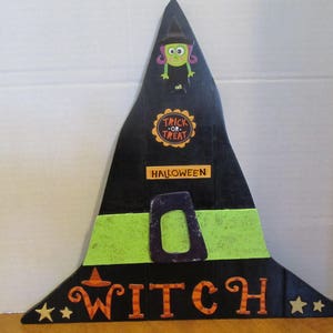 Halloween Witch Hat- Halloween Wood Decor-Halloween Decoration- Halloween Wall Decor- Halloween Wall Hanging- Gifts for Halloween