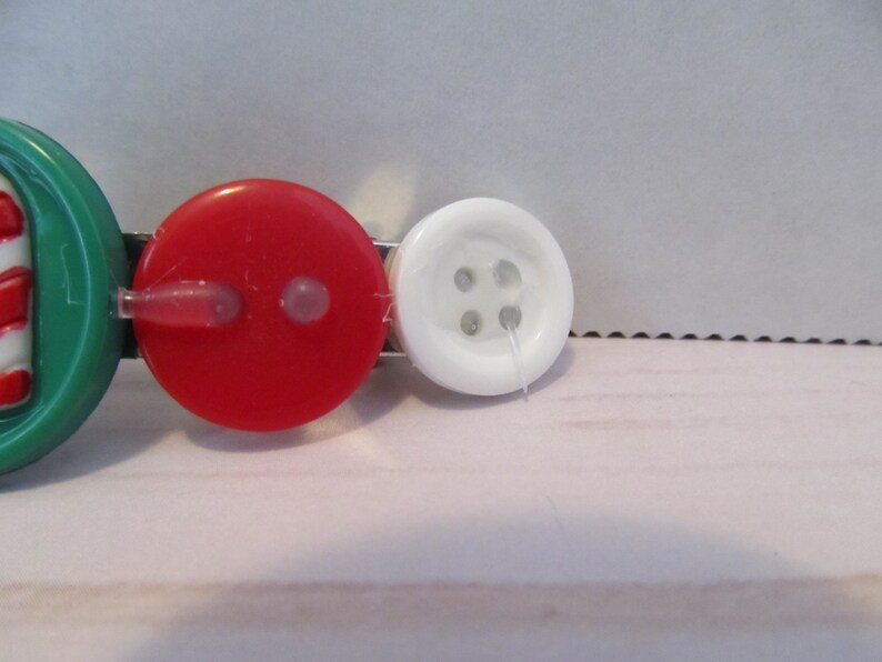 Christmas Barrette-Candy Cane Barrette-Button Barrette-Christmas Gifts-Stocking Stuffers-Hair Accessories-Hair Clip-Christmas Accessory