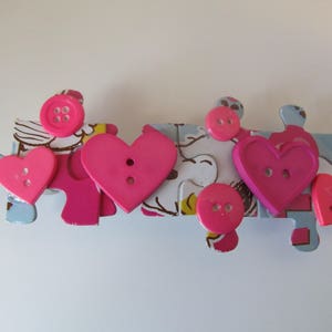 Puzzle Piece Barrette- Birthday Gift- Valentine&#39;s Day Gift- Gifts for Her- Hair Accessories- Barrettes for Teens- Button Barrette- Hair Clip